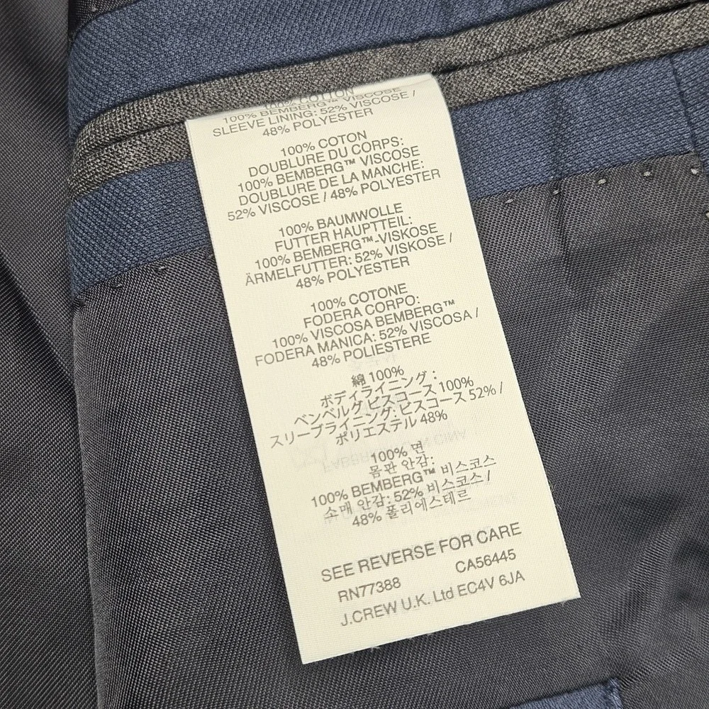 J Crew Ludlow Blazer Men's 44R Navy Blue Sport Coat Slim Fit Cotton Jacket Italy